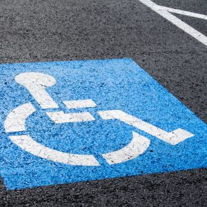Handicapped,Parking,Spot,,Blue,Square,On,Black,Asphalt
